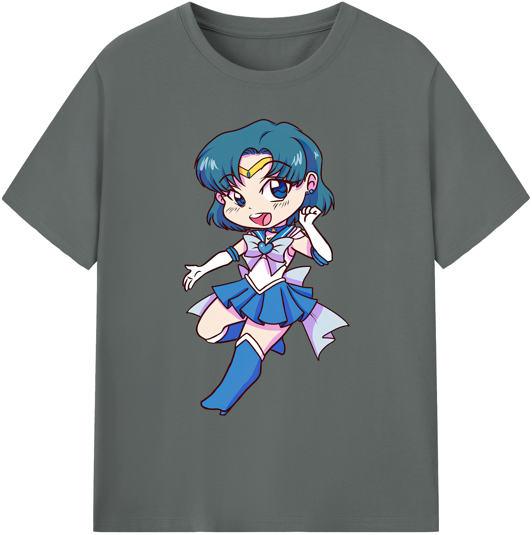 （画像用） 美少女戦士セーラームーン 水野 亜美 みずの あみ Sailor Moon Mizuno Ami 綿100％ メンズ半袖Tシャツ｜肌触りやわらか＆通気性
